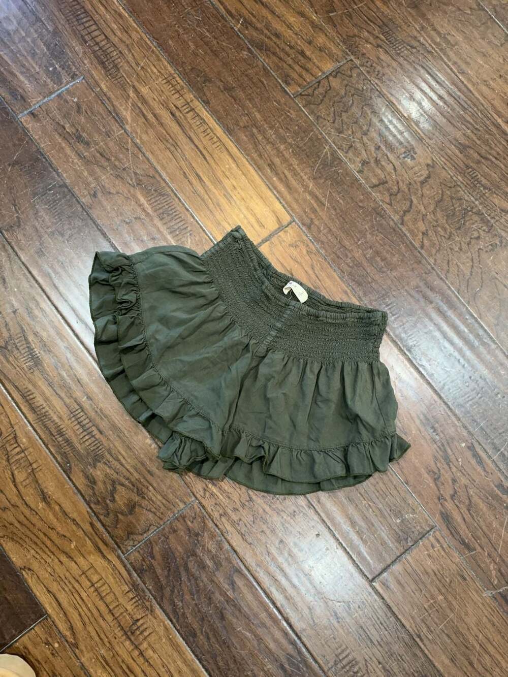 Hollister Olive Green Smocked Ruffle Mini Skirt Size S